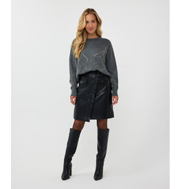 EsQualo EsQualo - Vegan Leather Overlap Skirt (Black)