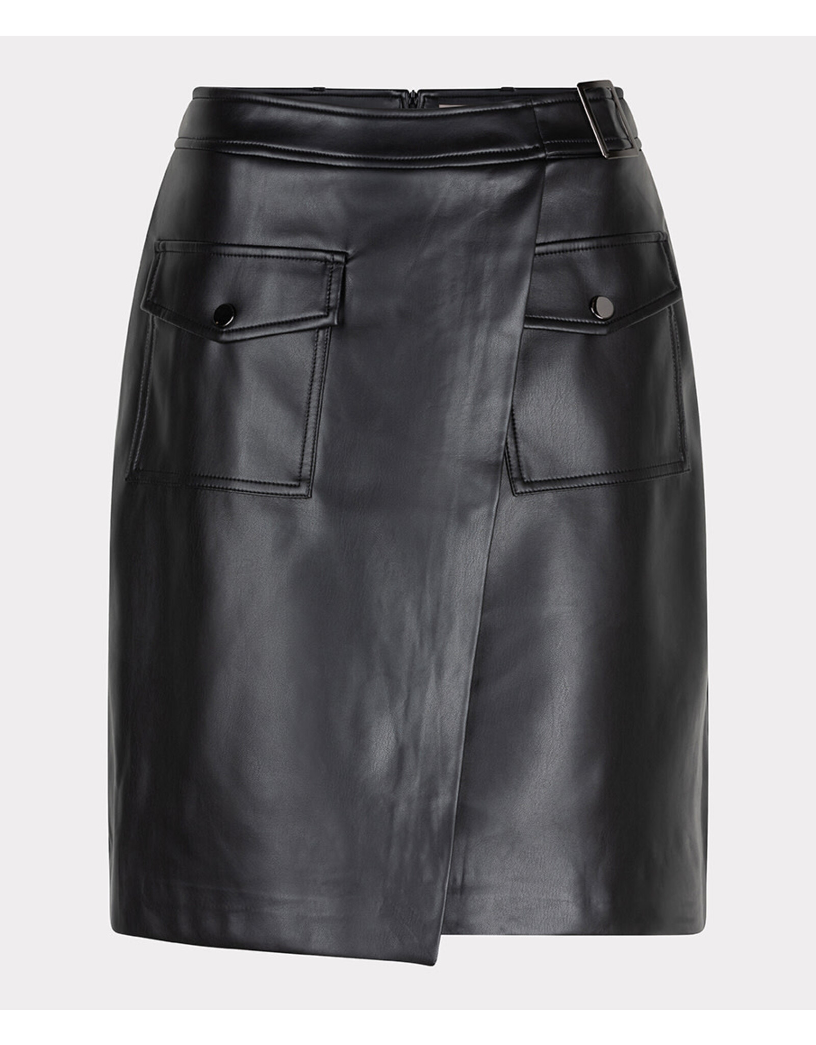EsQualo EsQualo - Vegan Leather Overlap Skirt (Black)