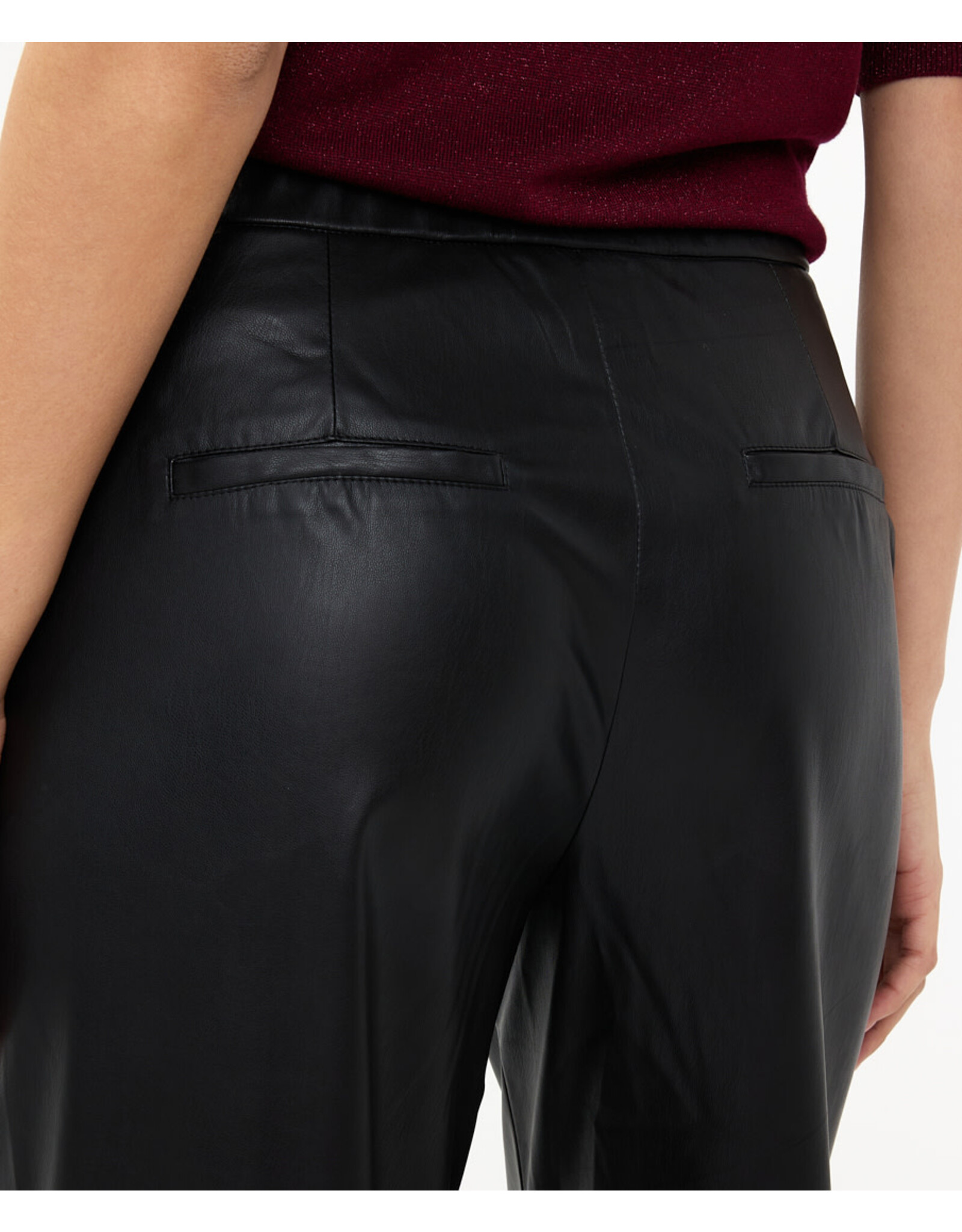 EsQualo EsQualo - Wide Leg Vegan Leather Trousers (Black)