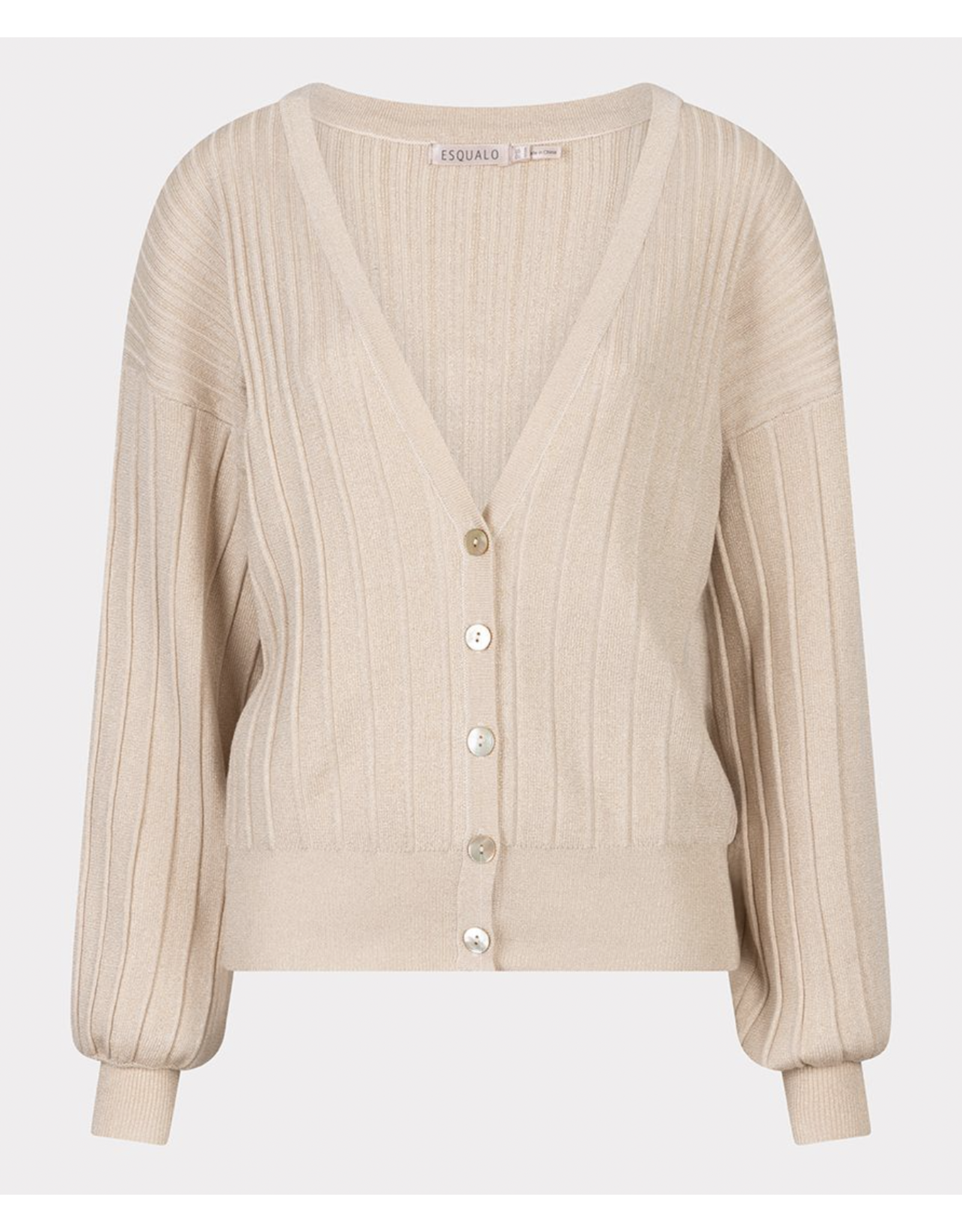 EsQualo EsQualo - Ribbed Lurex Cardigan (Light Sand)