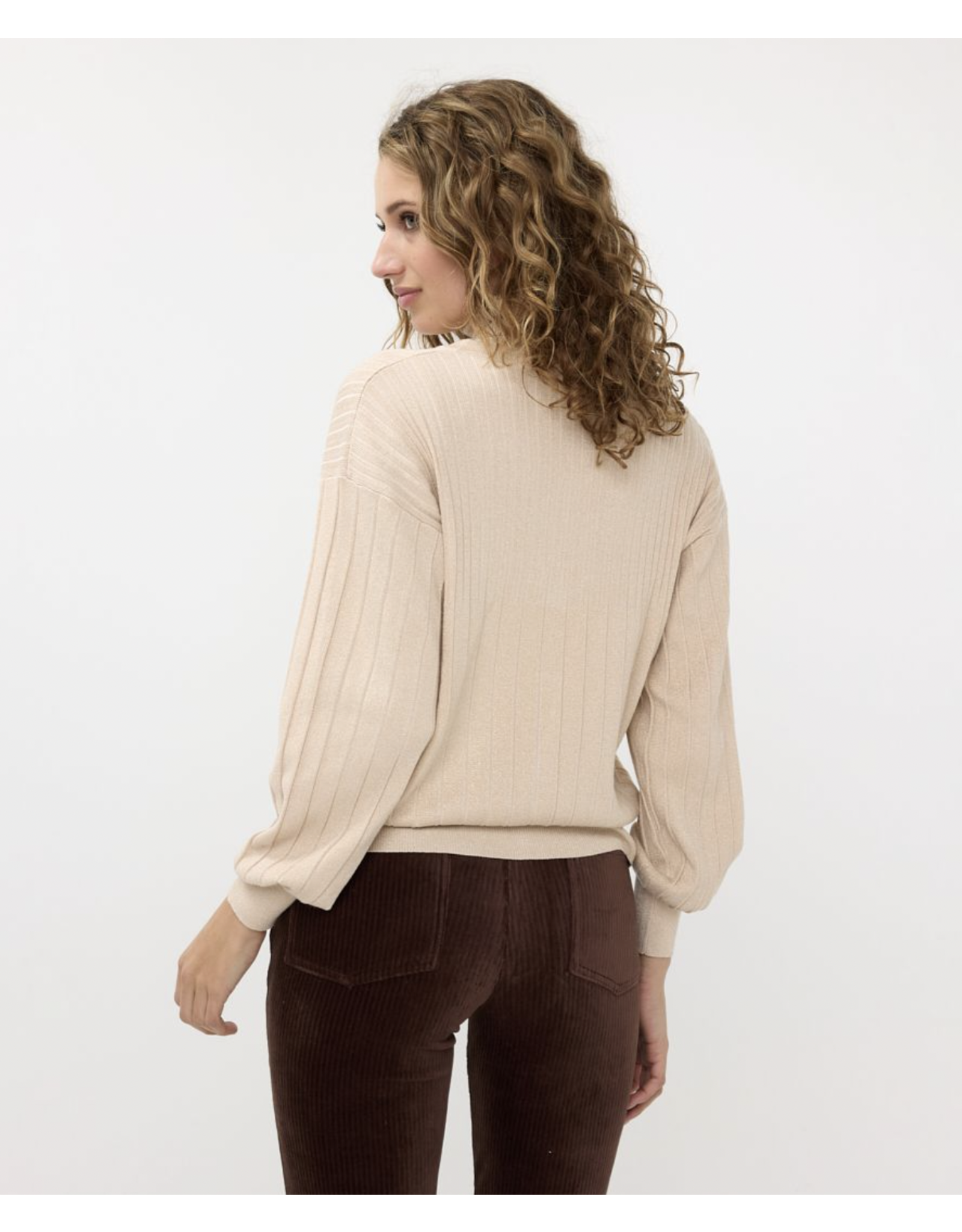 EsQualo EsQualo - Ribbed Lurex Cardigan (Light Sand)