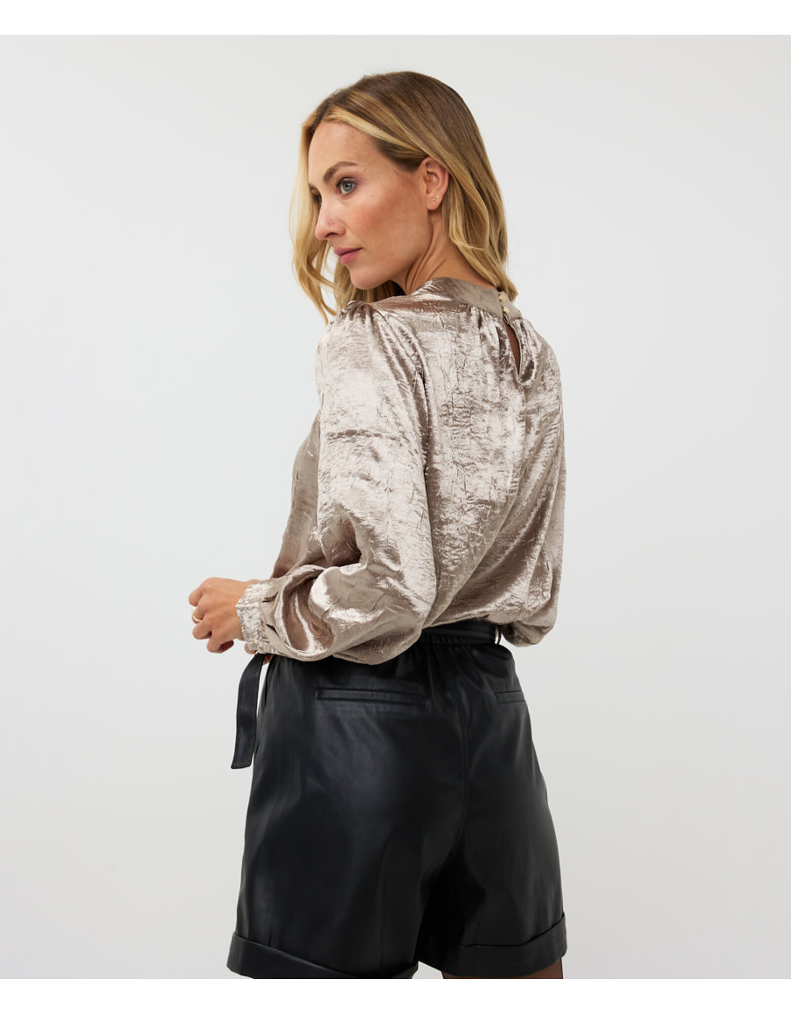 EsQualo EsQualo - Crushed Satin Blouse (Gold)