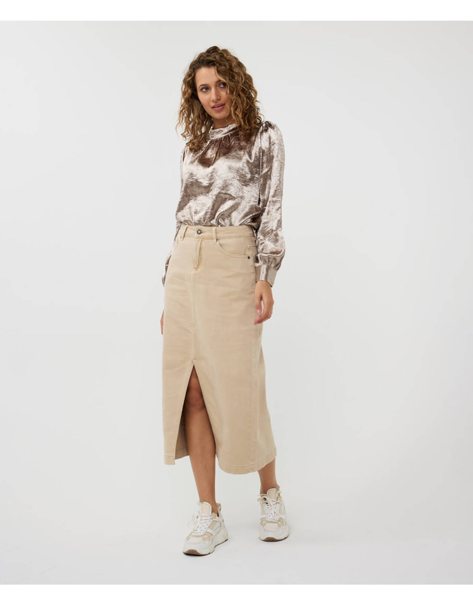 EsQualo EsQualo - Crushed Satin Blouse (Gold)