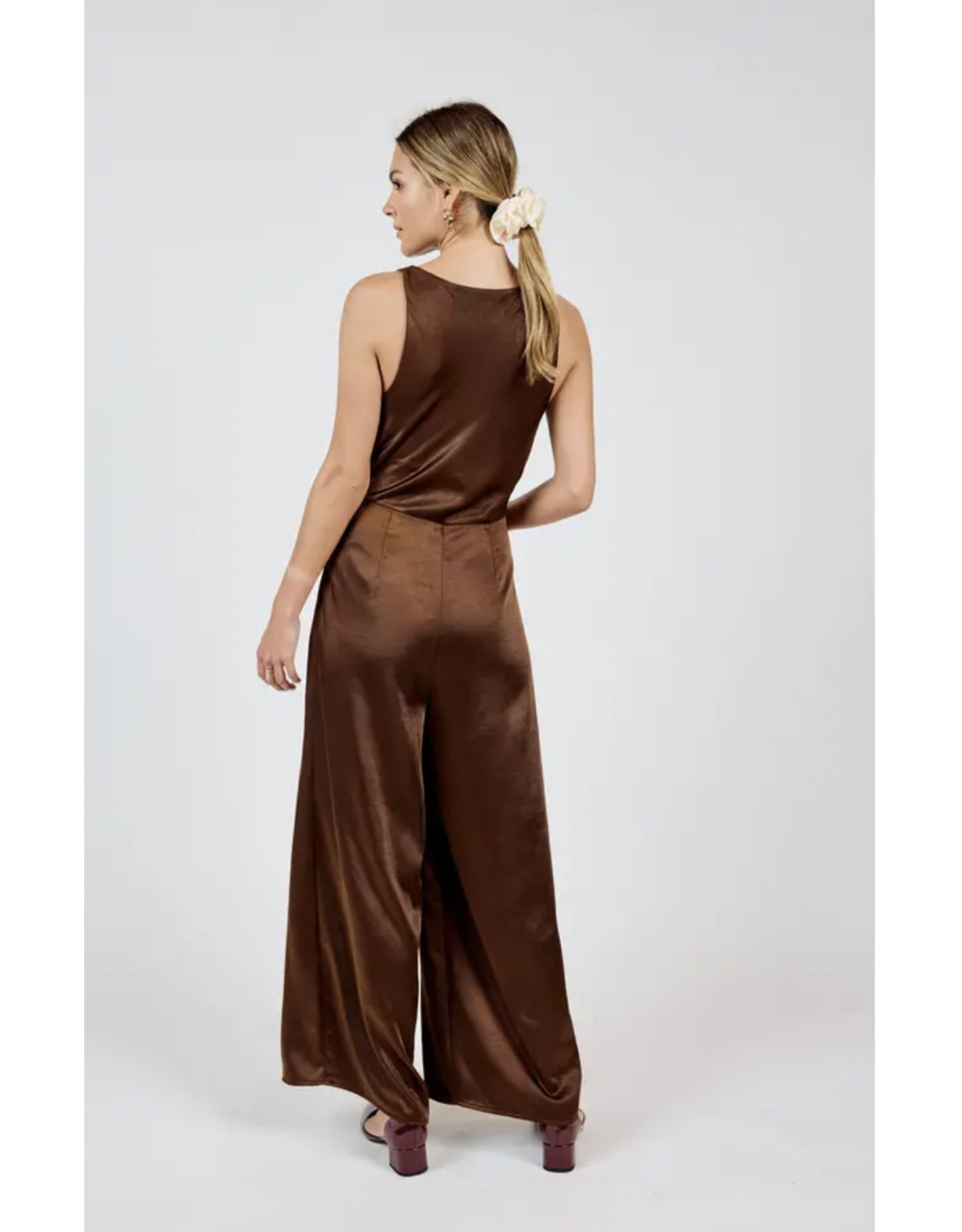 Sadie & Sage Sadie & Sage - Warm Tea Cowl Neck Jumpsuit (Brown)