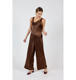 Sadie & Sage Sadie & Sage - Warm Tea Cowl Neck Jumpsuit (Brown)