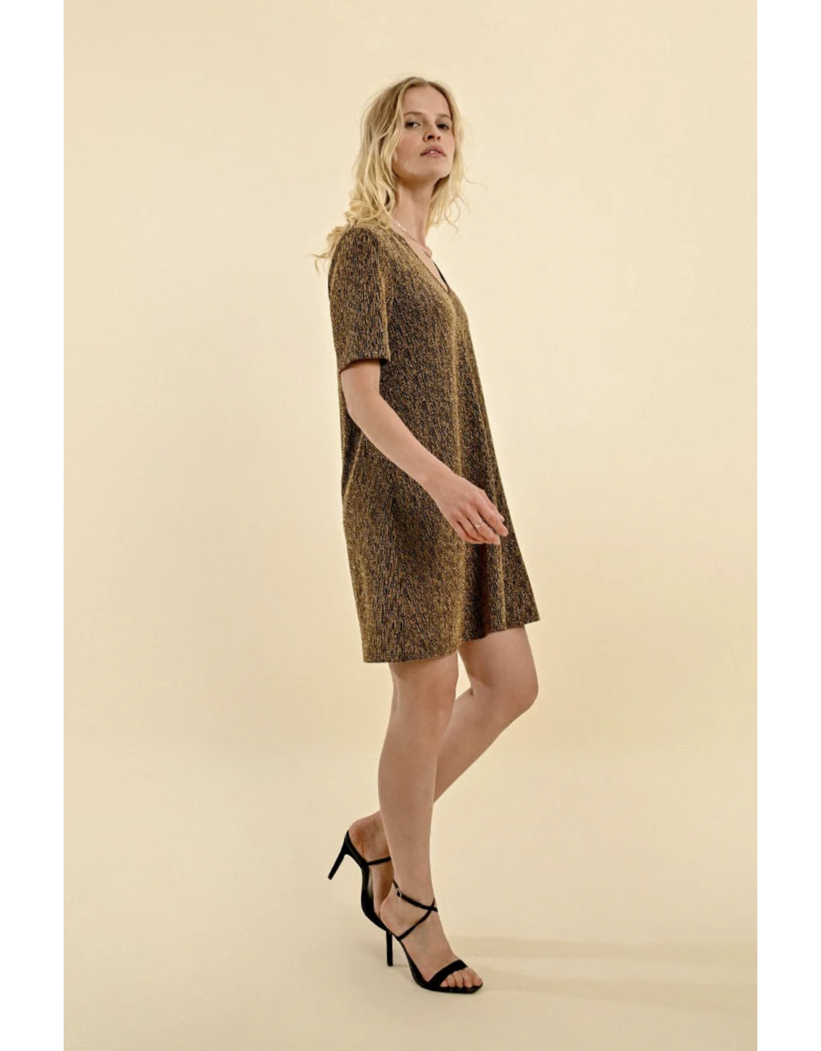 Molly Bracken Molly Bracken - Lurex Mini Dress (Gold)