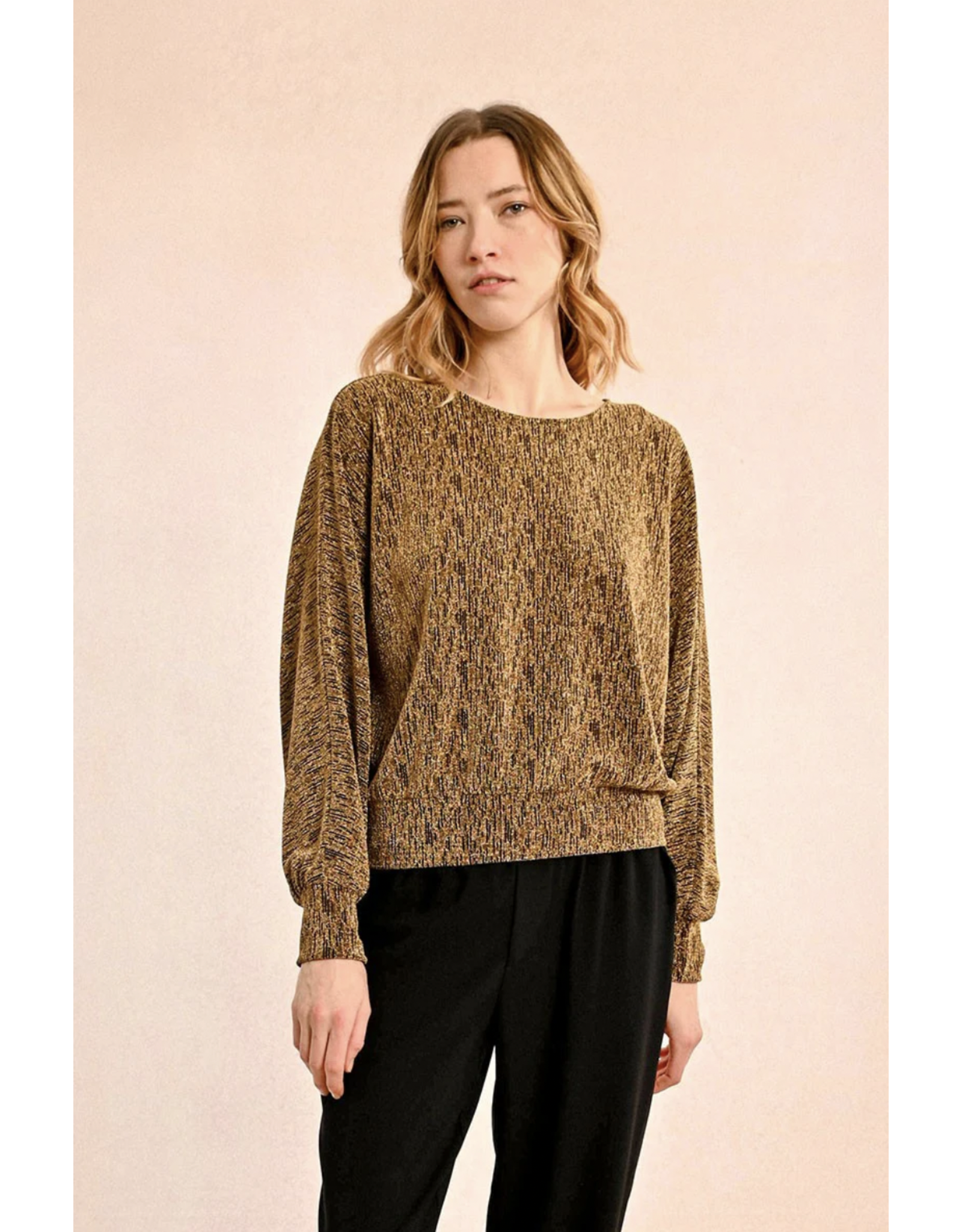 Molly Bracken Molly Bracken - Lurex Open Back Top (Gold)