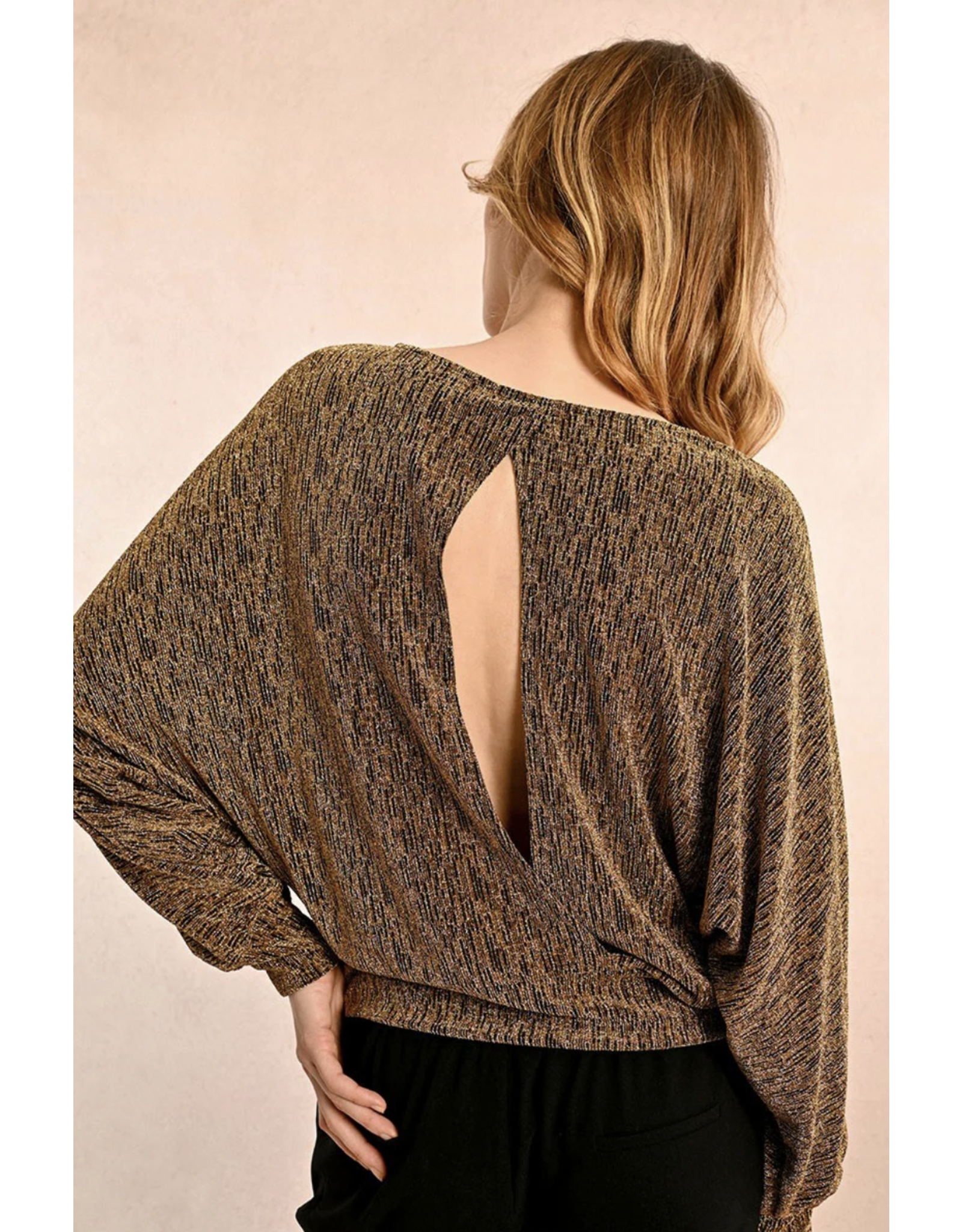 Molly Bracken Molly Bracken - Lurex Open Back Top (Gold)
