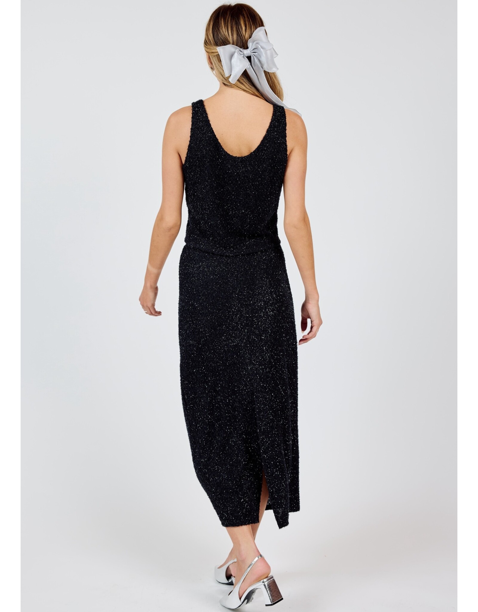 Sadie & Sage Sadie & Sage - Creative Energy Lurex Knit Midi Skirt (Blk / Silver)