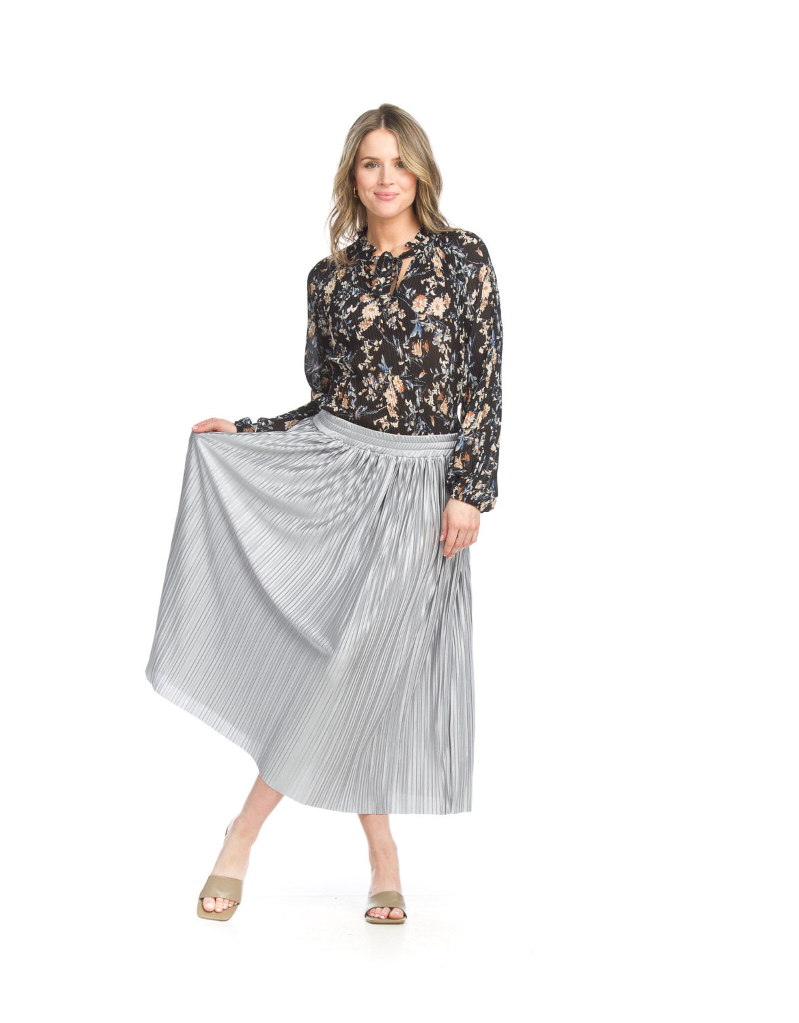 Papillon Papillon - Satin Pleated Skirt (silver)