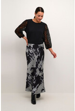 Kaffe Kaffe - Sky Printed Skirt (Blk / Silver Cloud)