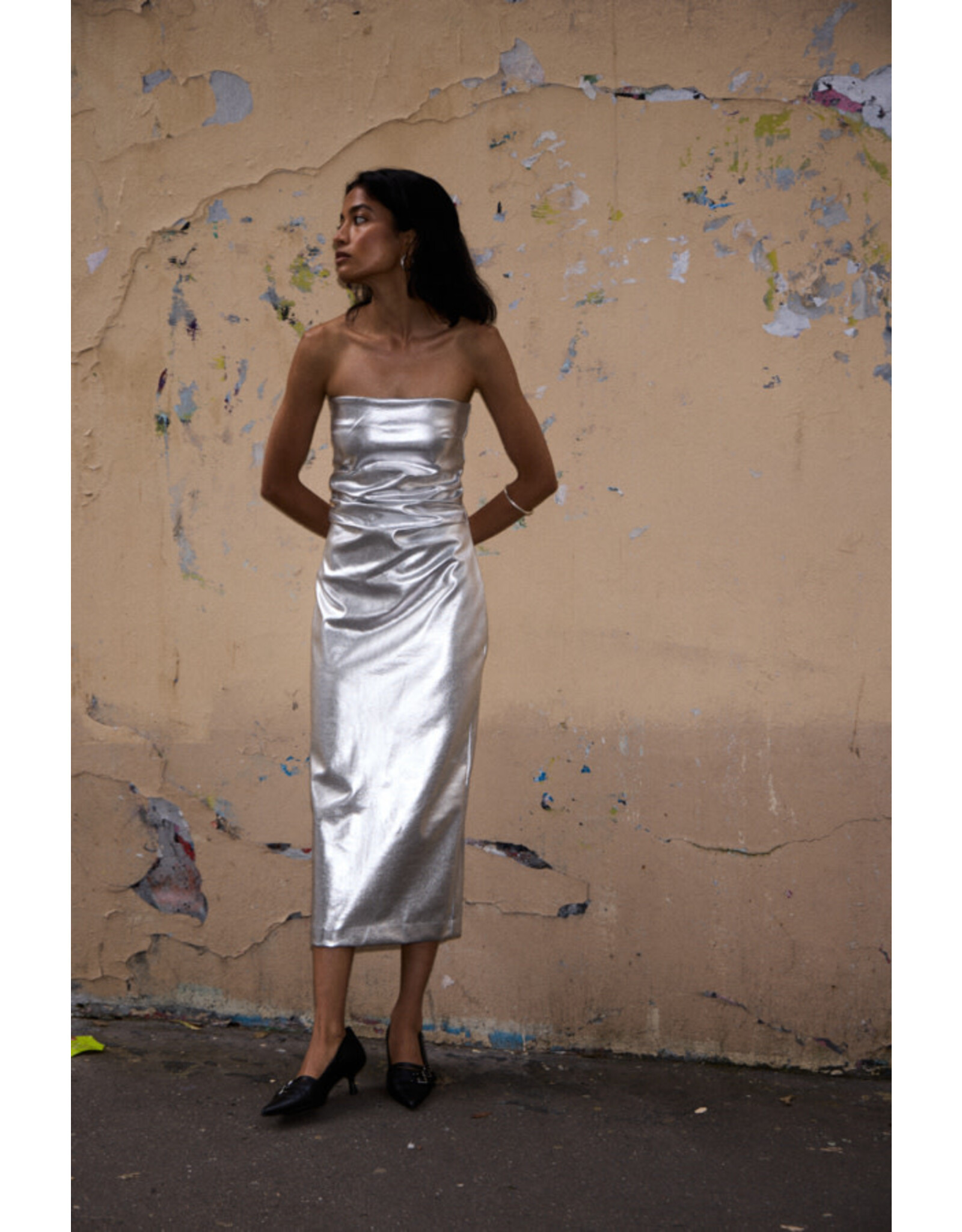 ICHI ICHI - Kate Strapless Metallic Dress (Silver)