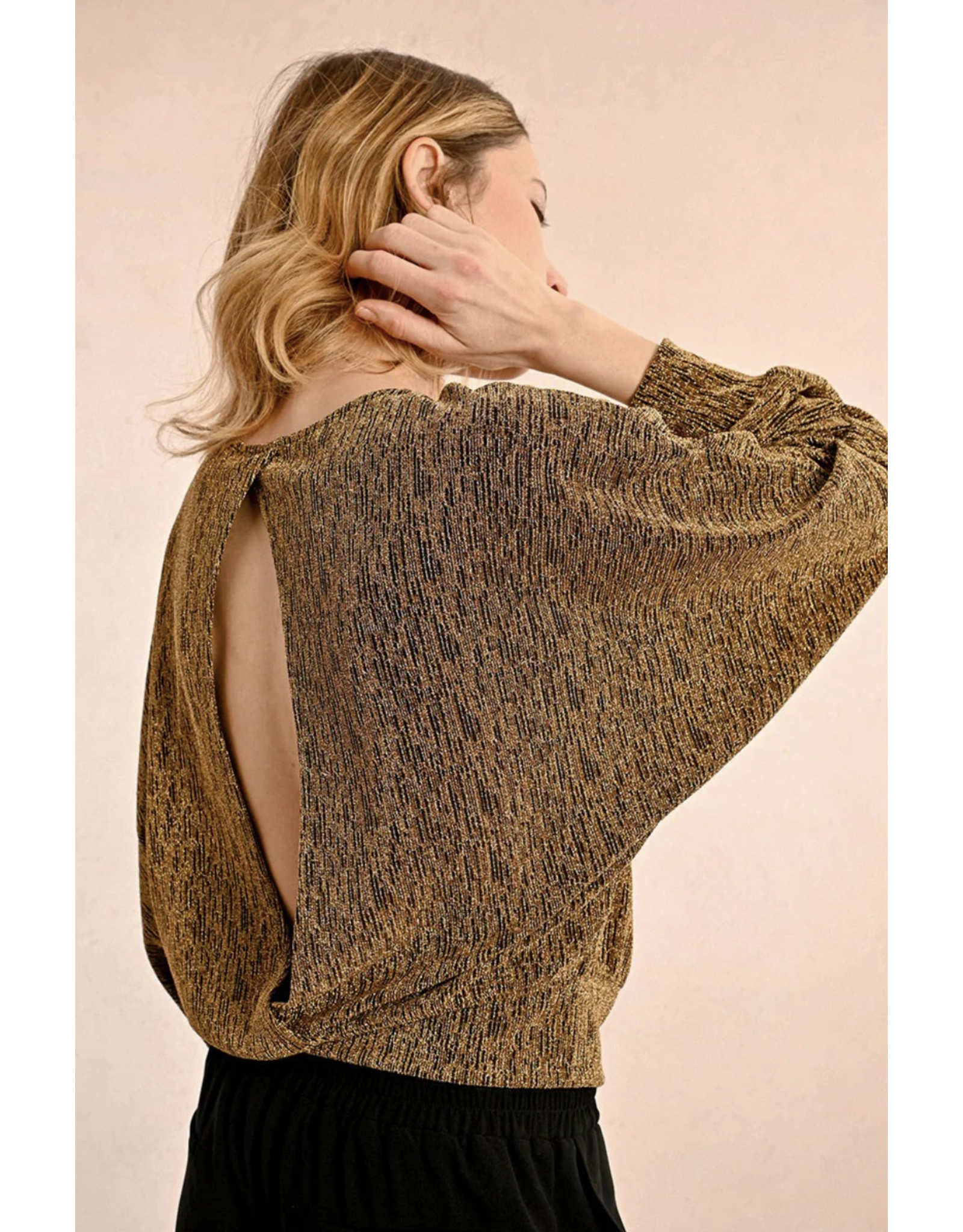 Molly Bracken Molly Bracken - Lurex Open Back Top (Gold)