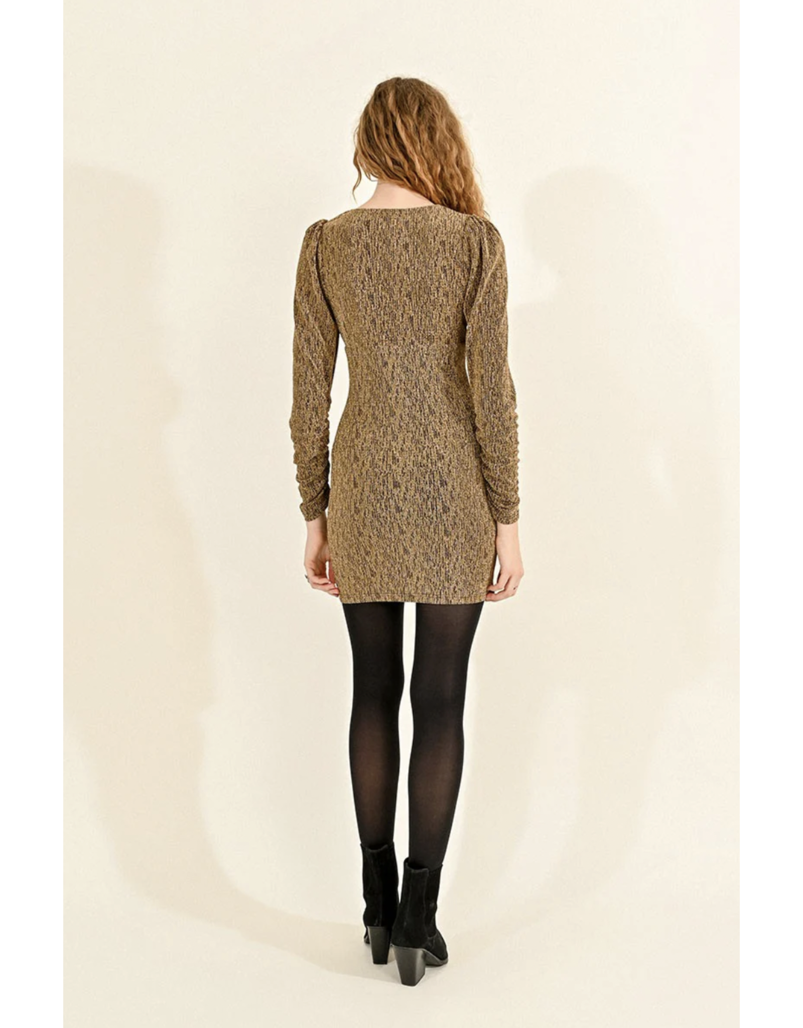 Molly Bracken Molly Bracken - Long Sleeve Lurex Dress (Gold)