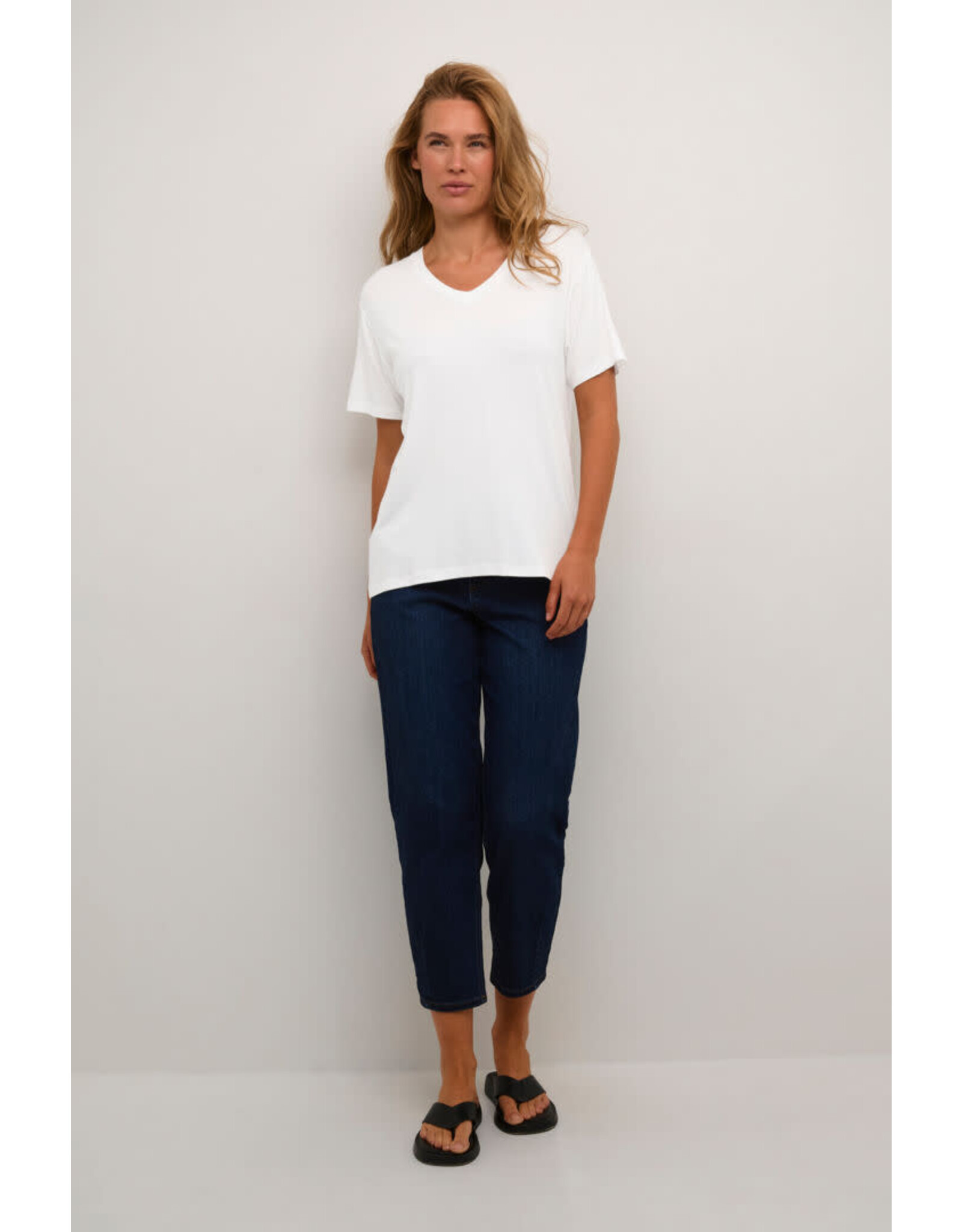 Kaffe Kaffe - Frida V neck tee (Chalk)