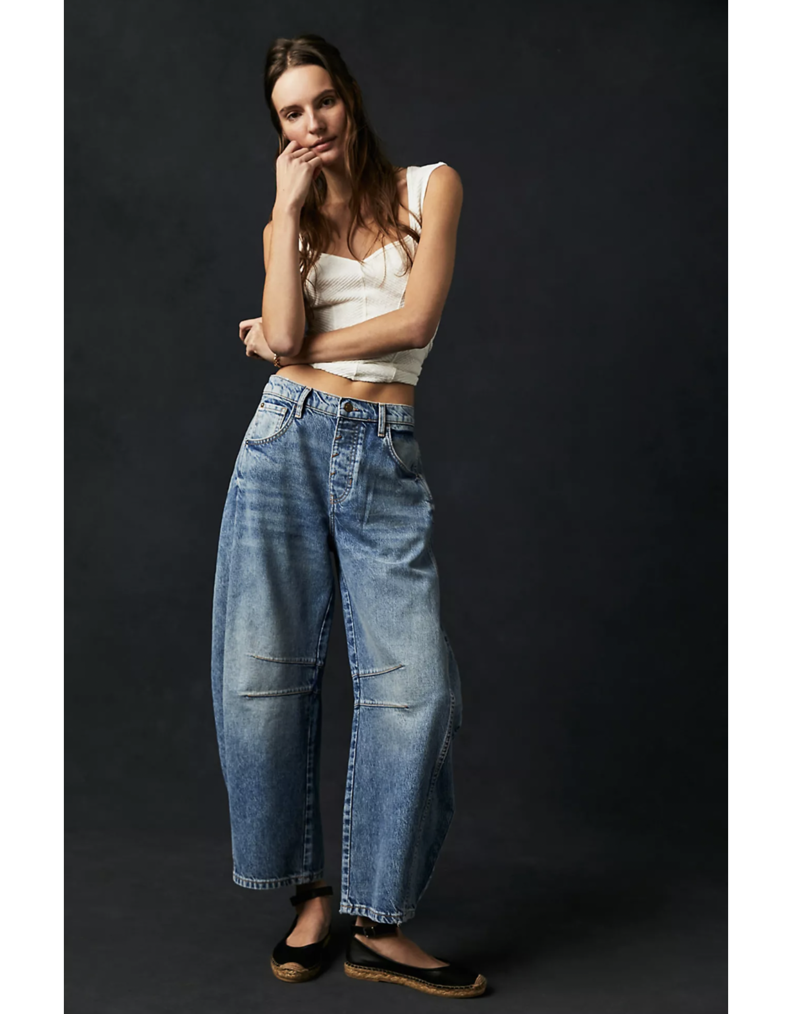 Free people Free People - Good Luck Midrise Barrel Jean (Ultra Light)