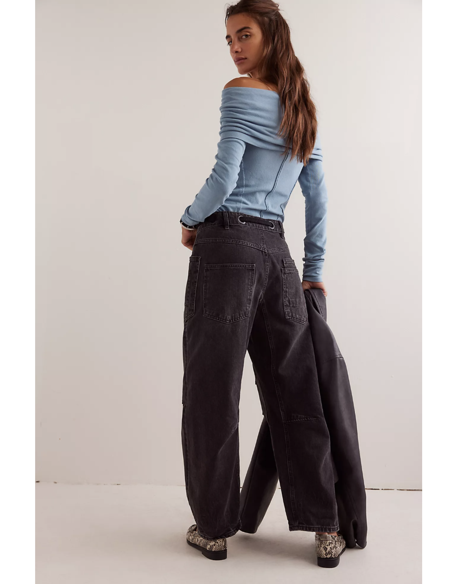 Free people Free People - Moxie Low Slung Pull on Barrel Jean (Nighthawk)