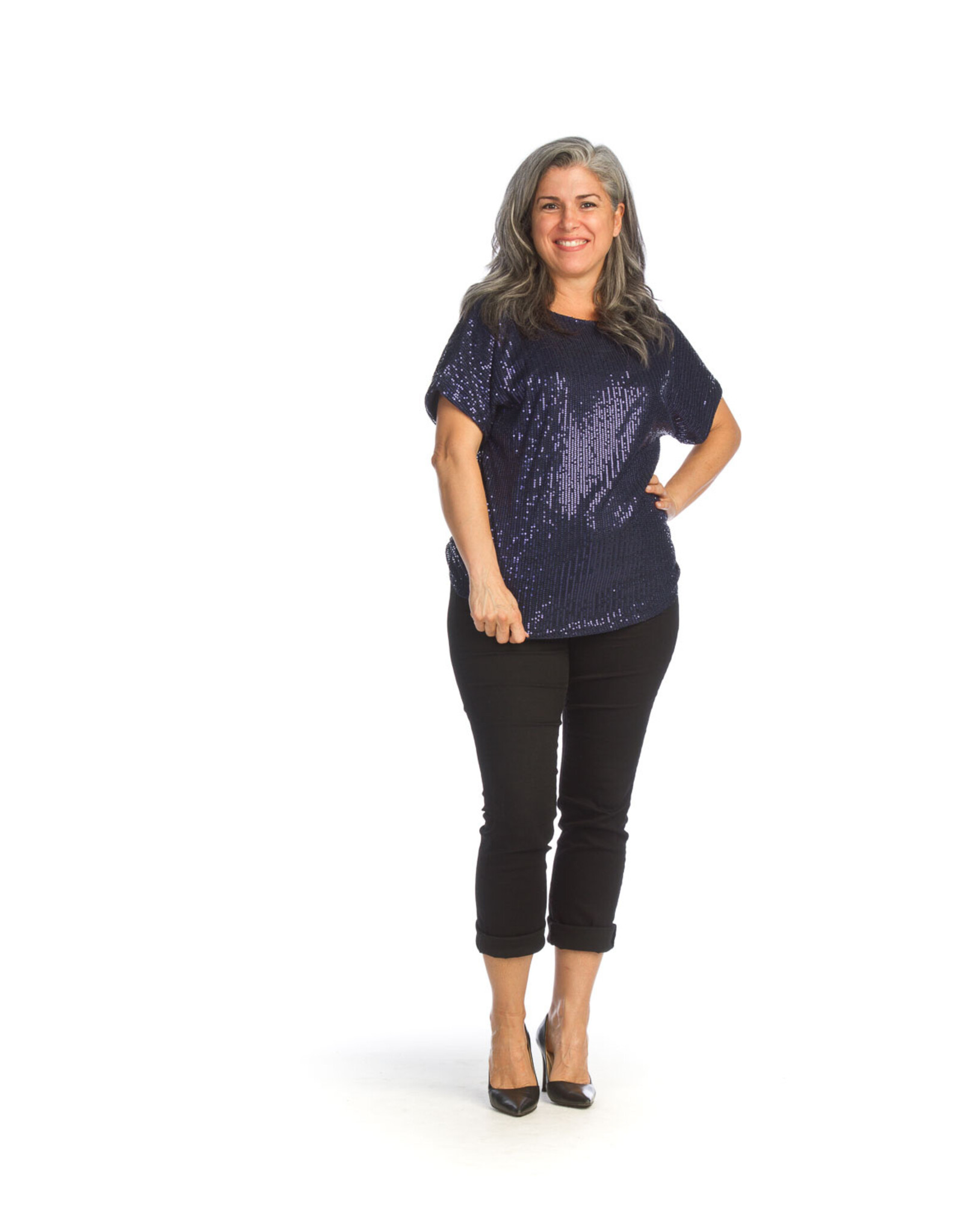 Papillon Papillon - Sequin Stretch Top (Navy)