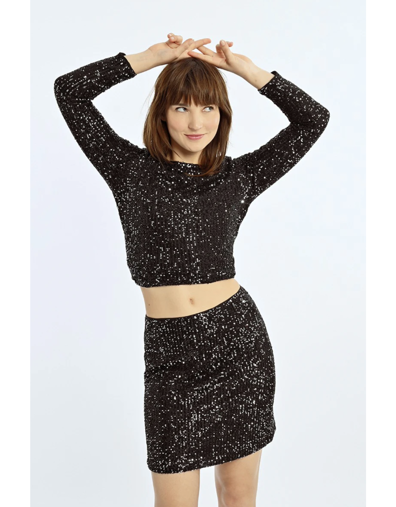 Molly Bracken Molly Bracken - Sequin Mini Skirt (Black)