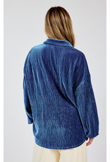 Sadie & Sage Sadie & Sage - Lorelai Button Up Pleated Velvet Top (Blue)