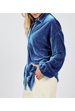 Sadie & Sage Sadie & Sage - Lorelai Button Up Pleated Velvet Top (Blue)