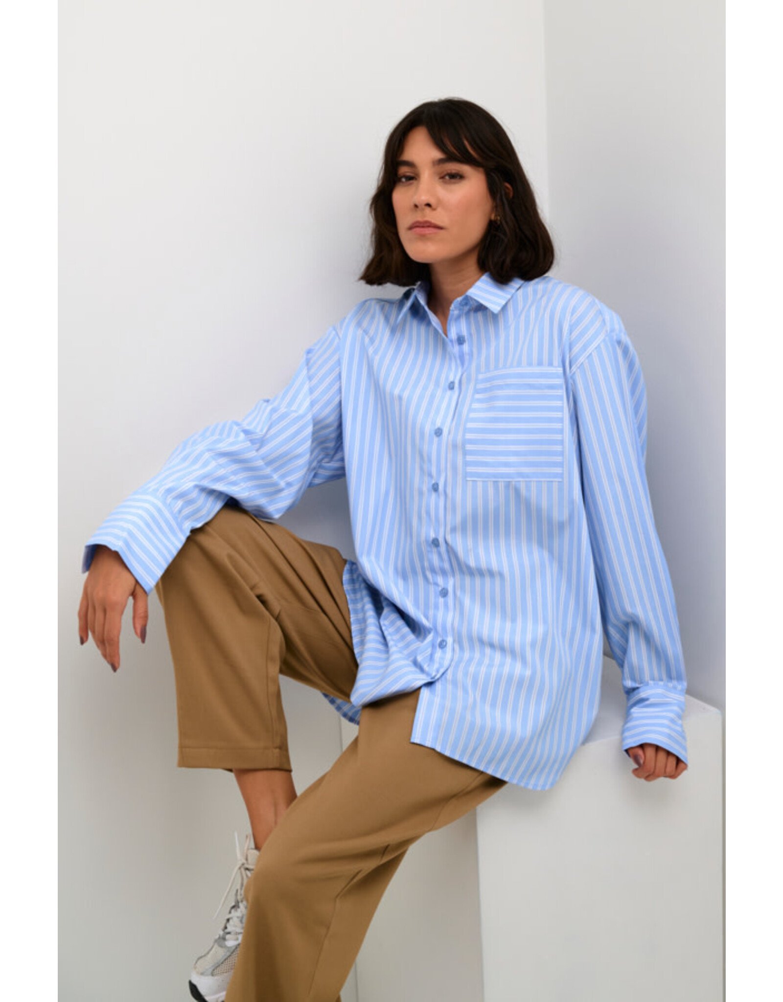 Kaffe Kaffe - Mackie Shirt (Blue / White Stripe)