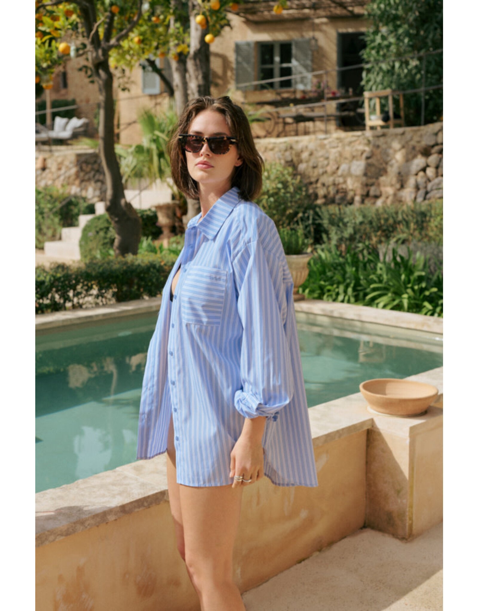 Kaffe Kaffe - Mackie Shirt (Blue / White Stripe)