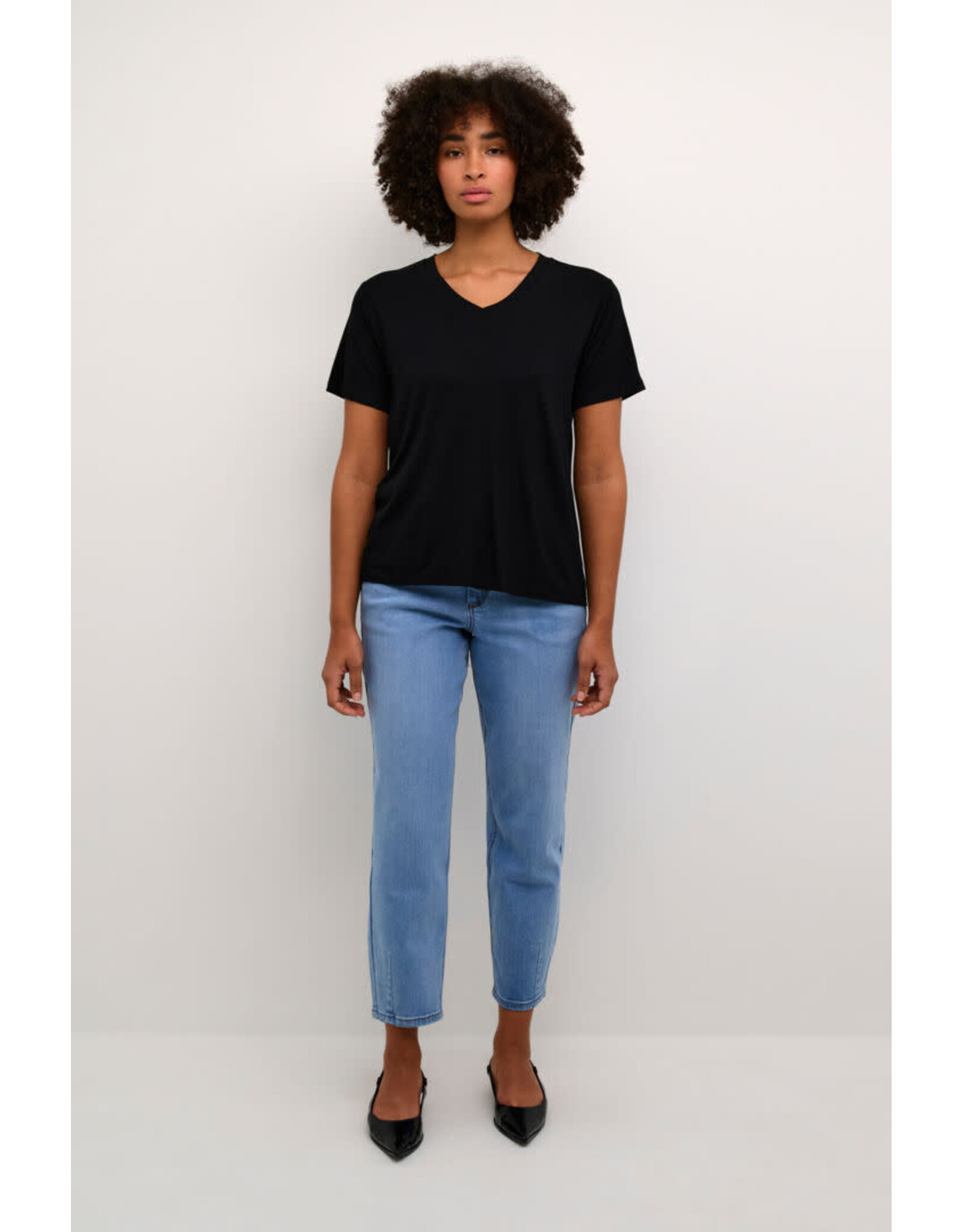 Kaffe Kaffe - Frida V neck tee (Black Deep)