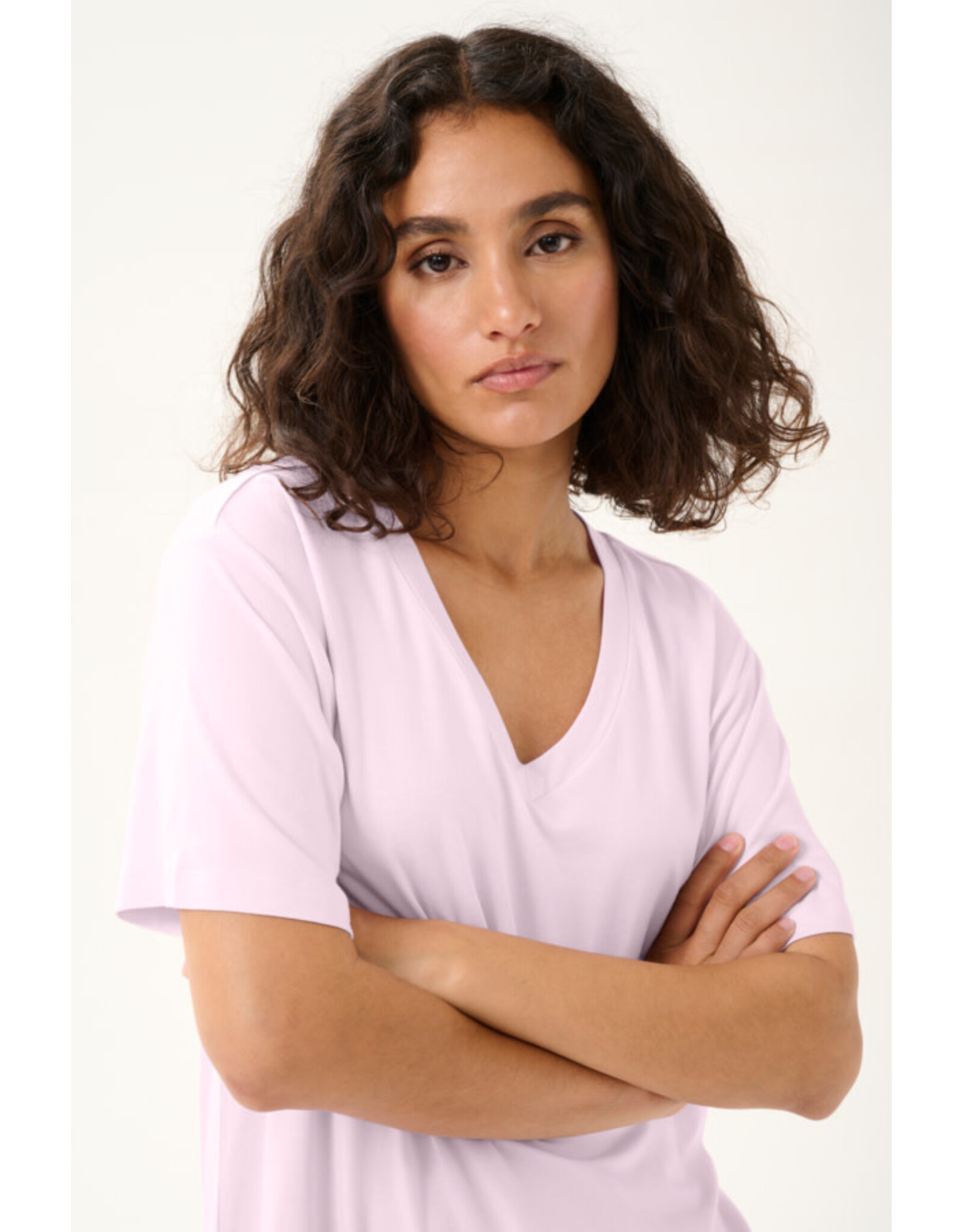 Kaffe Kaffe - Frida V neck tee (Lilac Snow)