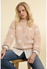 Molly Bracken Molly Bracken - Heart Print Sweater (Light Pink)