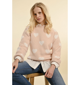 Molly Bracken Molly Bracken - Heart Print Sweater (Light Pink)
