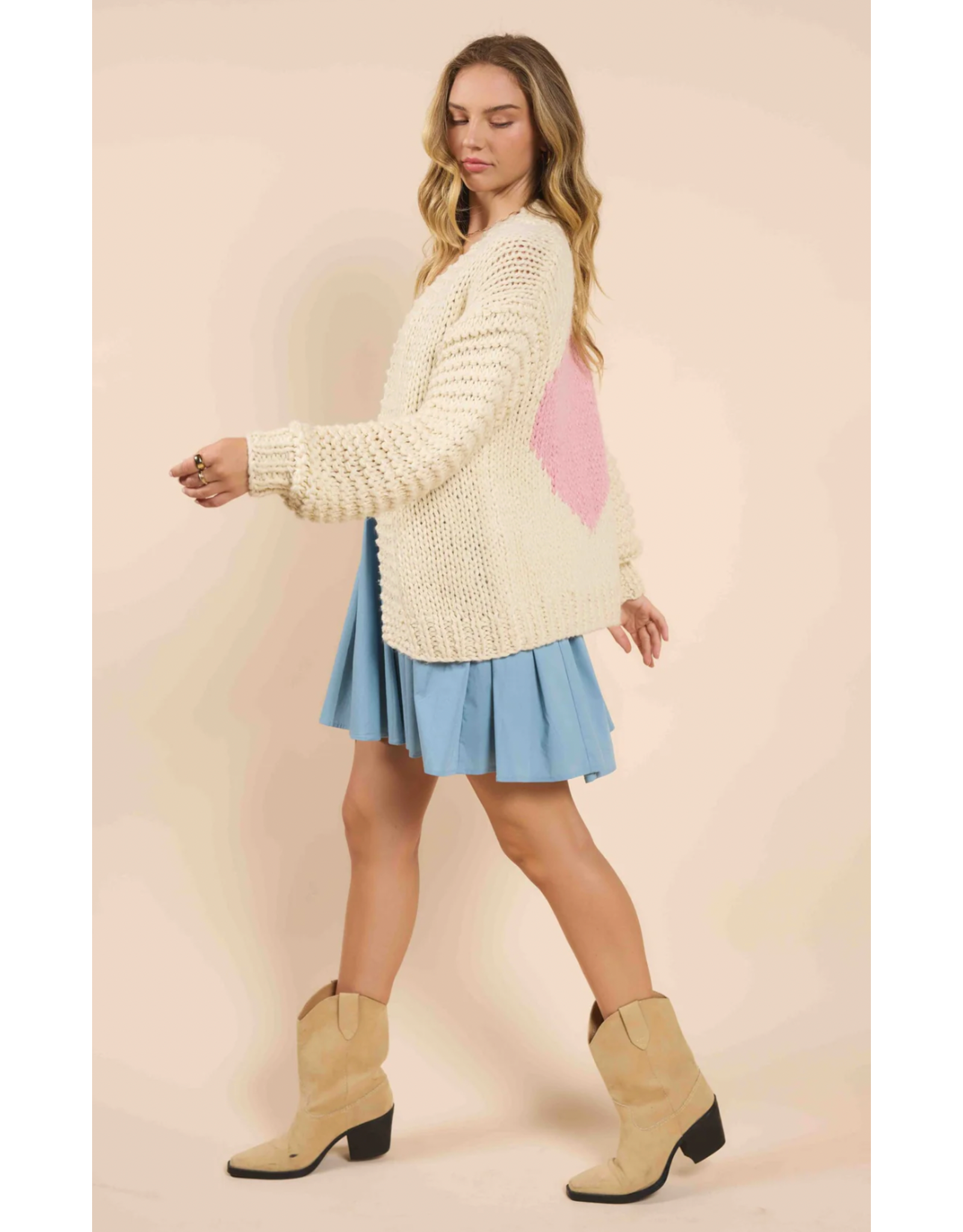 Sadie & Sage Sadie & Sage - Heart You Cardigan (Ivory / Pink)