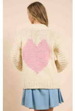 Sadie & Sage Sadie & Sage - Heart You Cardigan (Ivory / Pink)
