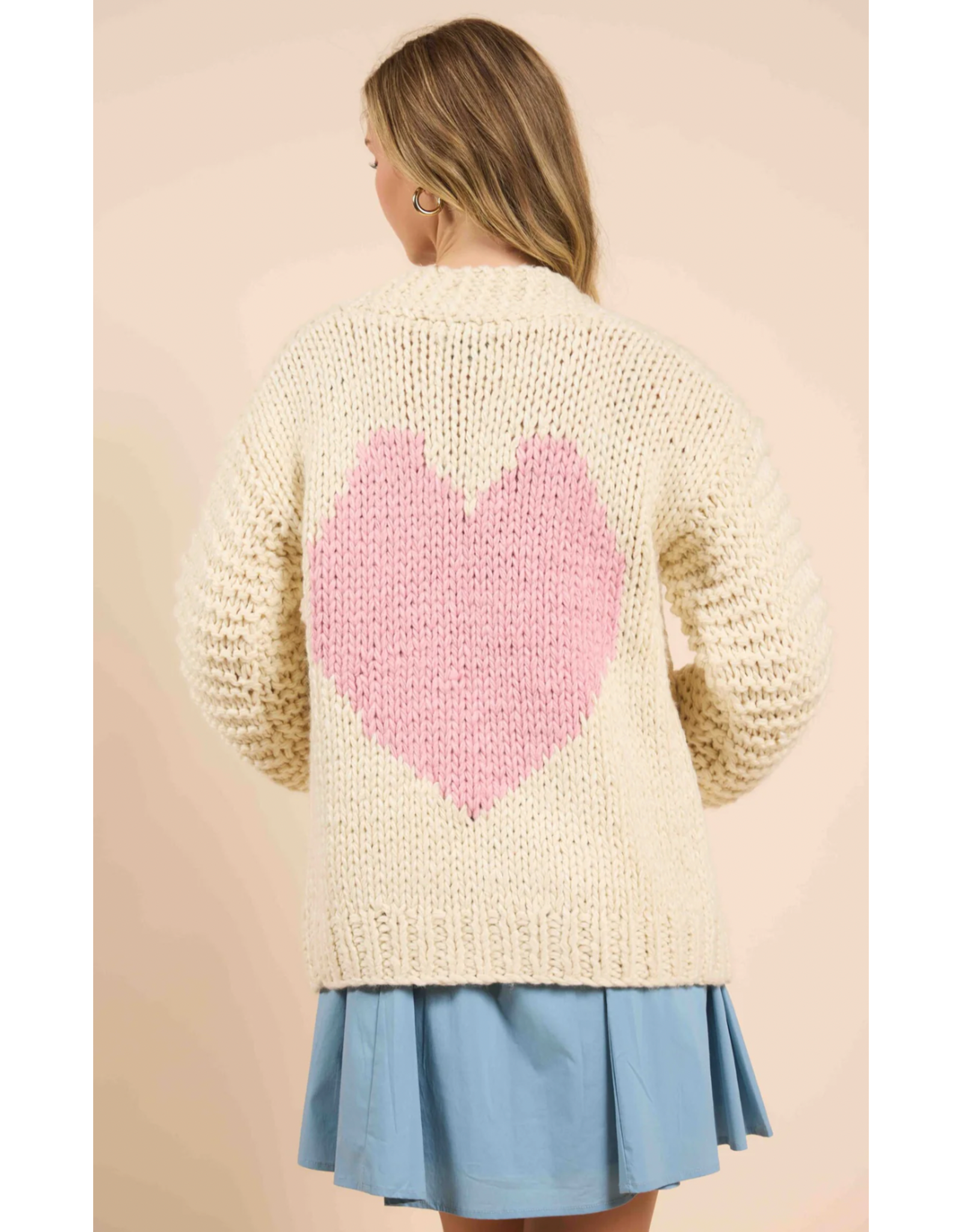 Sadie & Sage Sadie & Sage - Heart You Cardigan (Ivory / Pink)