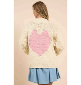Sadie & Sage Sadie & Sage - Heart You Cardigan (Ivory / Pink)