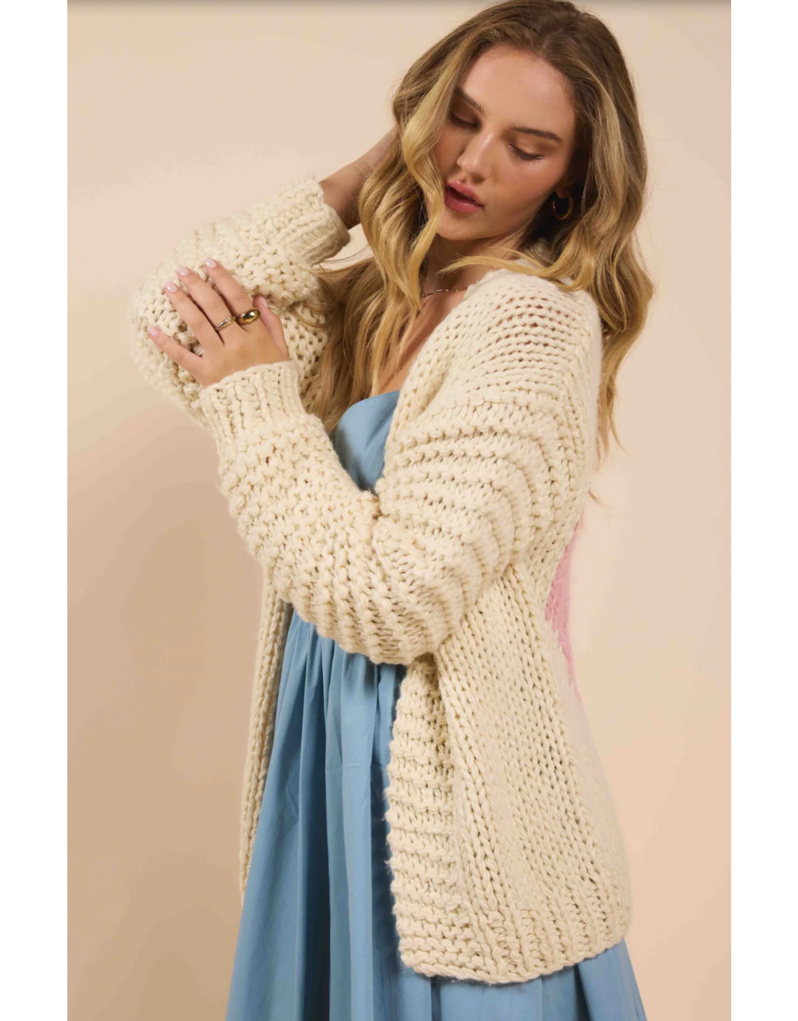 Sadie & Sage Sadie & Sage - Heart You Cardigan (Ivory / Pink)