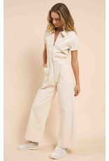 Sadie & Sage Sadie & Sage - Clear Eyes Denim Zip Up Jumpsuit (Cream)