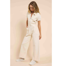 Sadie & Sage Sadie & Sage - Clear Eyes Denim Zip Up Jumpsuit (Cream)