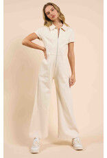 Sadie & Sage Sadie & Sage - Clear Eyes Denim Zip Up Jumpsuit (Cream)