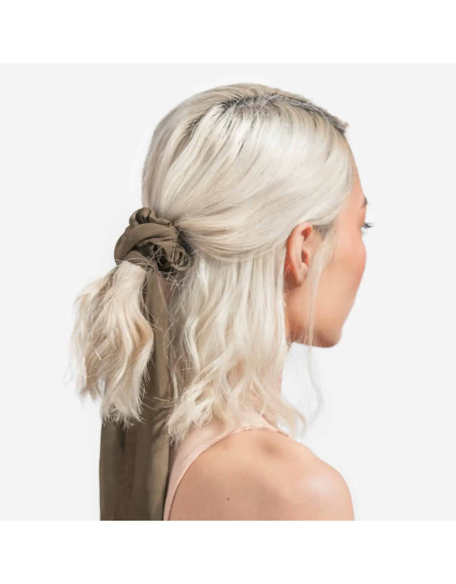 kitsch Kitsch - Crepe Scarf Scrunchie 2pc Set - Moss