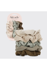 kitsch Kitsch - Assorted Textured Scrunchies 5pc Set (Eucalyptus)