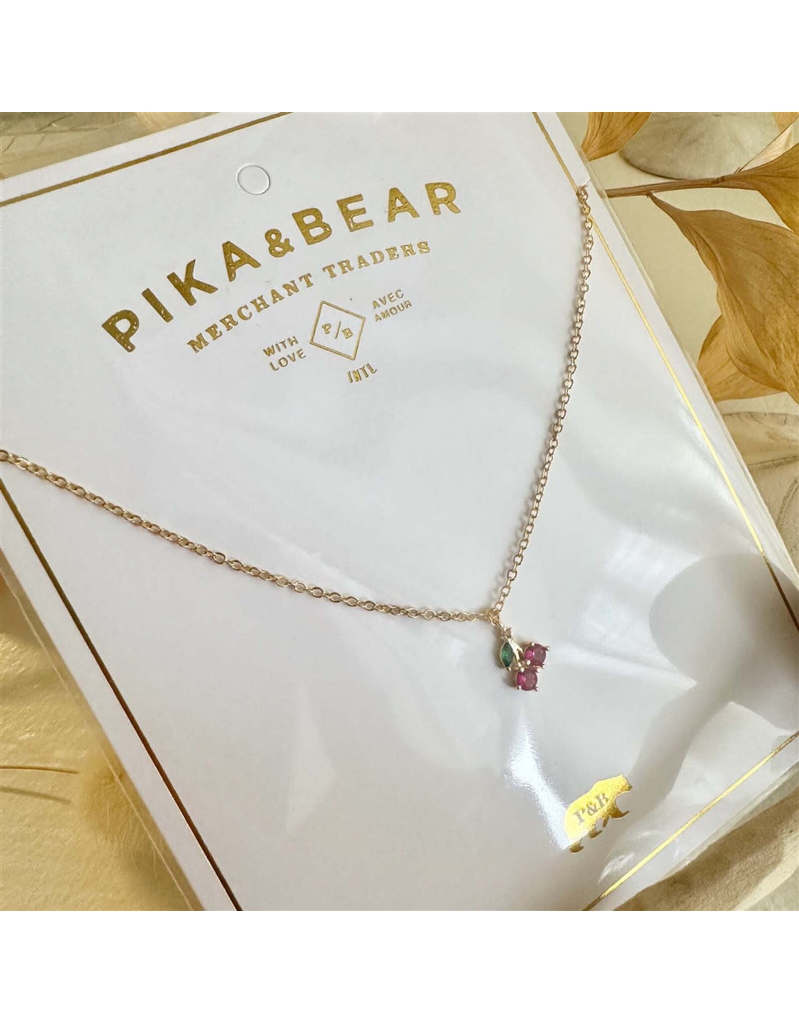 Pika & Bear Pika & Bear - "Pomona" Tiny Rhinestone Cherry Charm Necklace