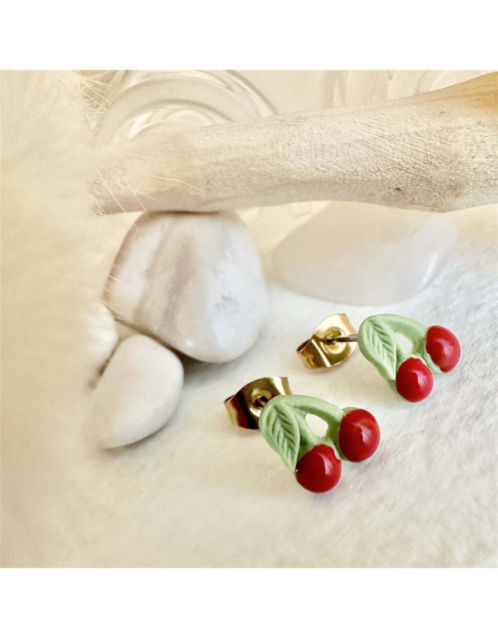Pika & Bear Pika & Bear - Pomona Porcelain Cherry Stud Earrings