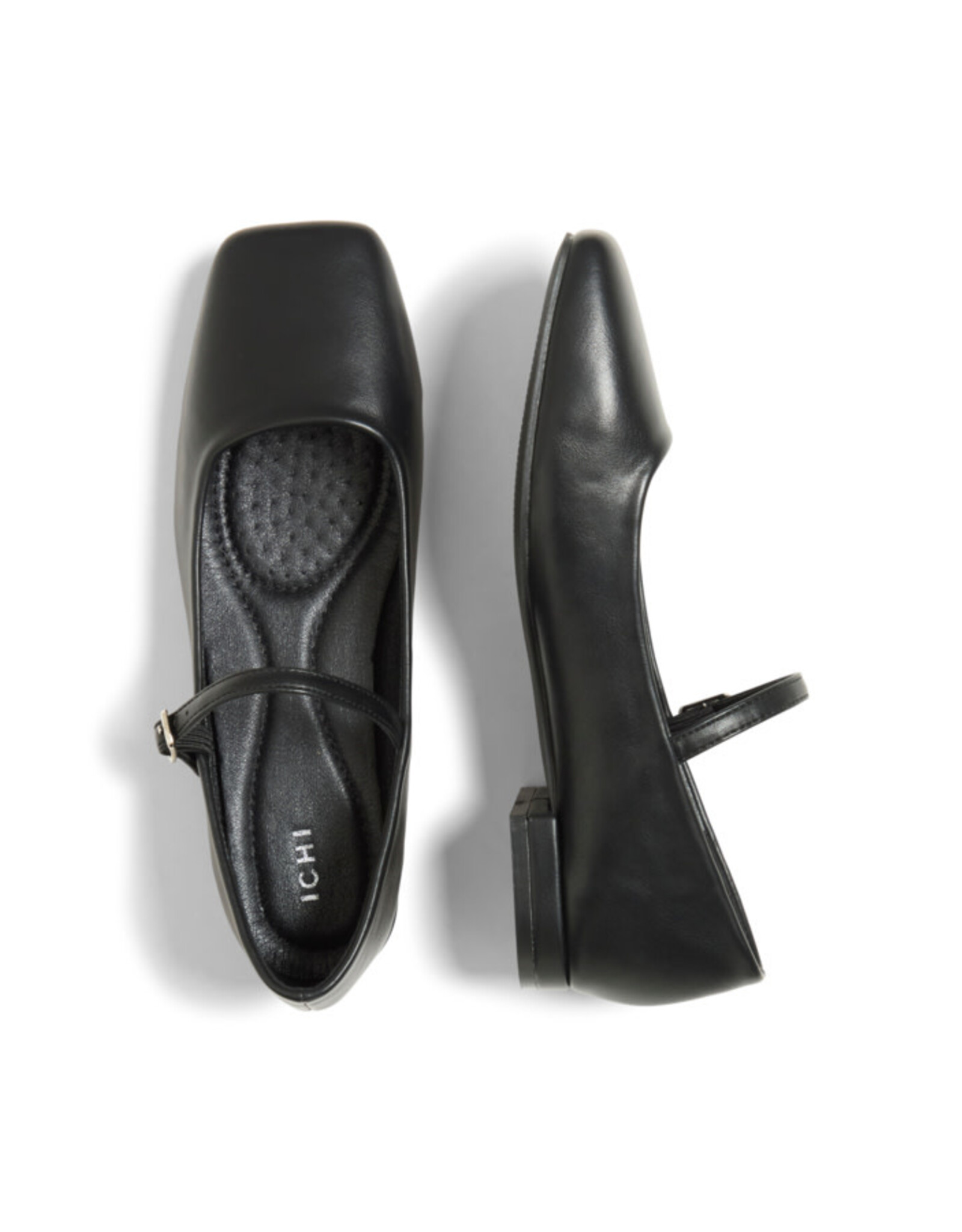 ICHI ICHI - Kathy Square Toe Mary-Jane Flats (Black)