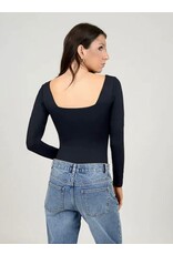 RD Style RD Style - Stacy Long Sleeve Square Neck Bodysuit (Black)