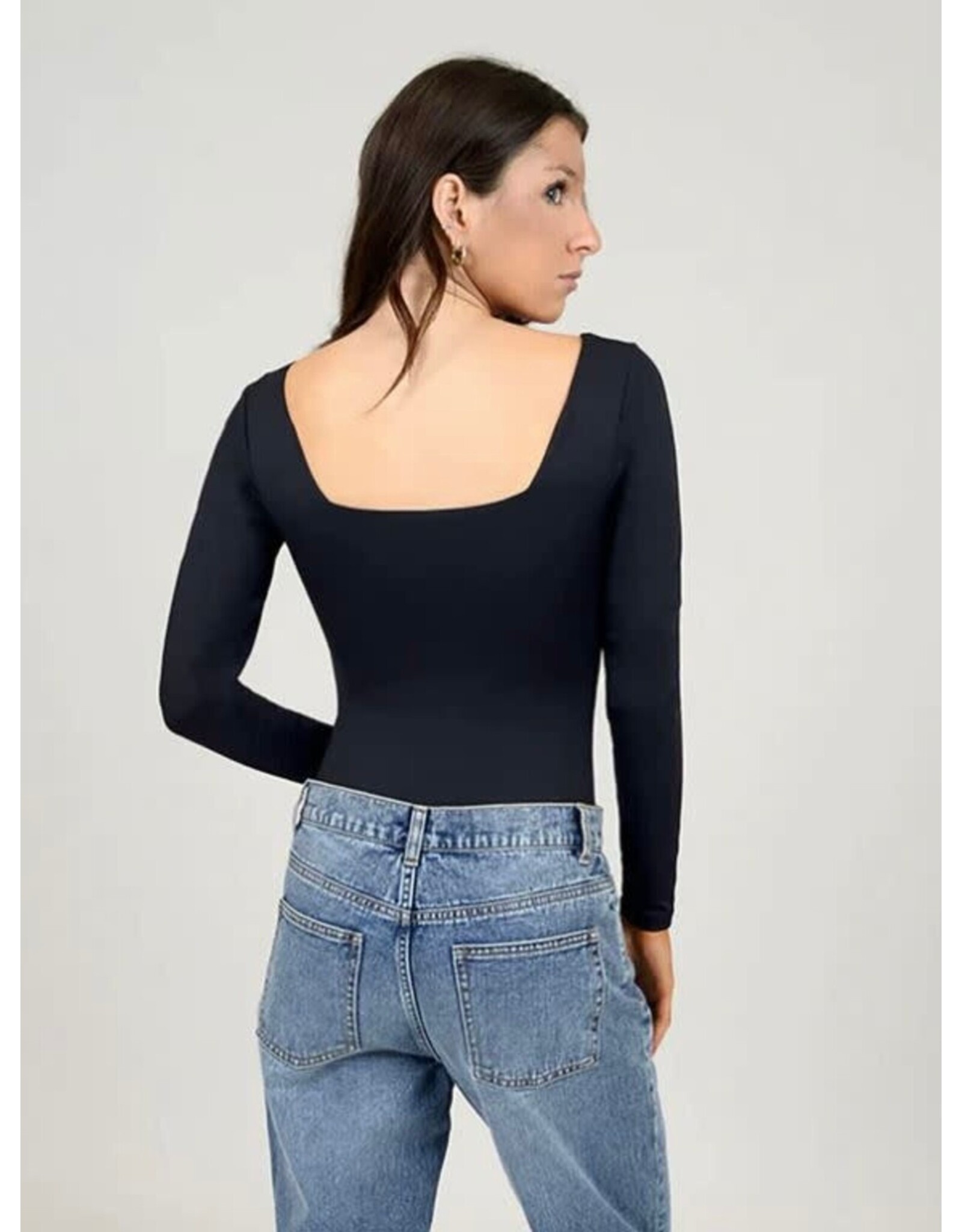 RD Style RD Style - Stacy Long Sleeve Square Neck Bodysuit (Black)