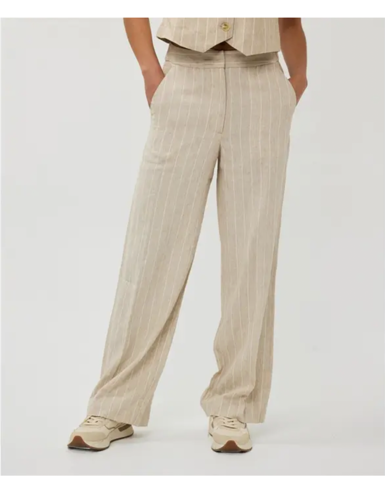 EsQualo EsQualo - Linen Striped Trousers (Sand)