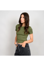 RD Style RD Style - Roxi Rib Short Sleeve Round Neck Tee (Dried Herb)