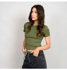 RD Style RD Style - Roxi Rib Short Sleeve Round Neck Tee (Dried Herb)