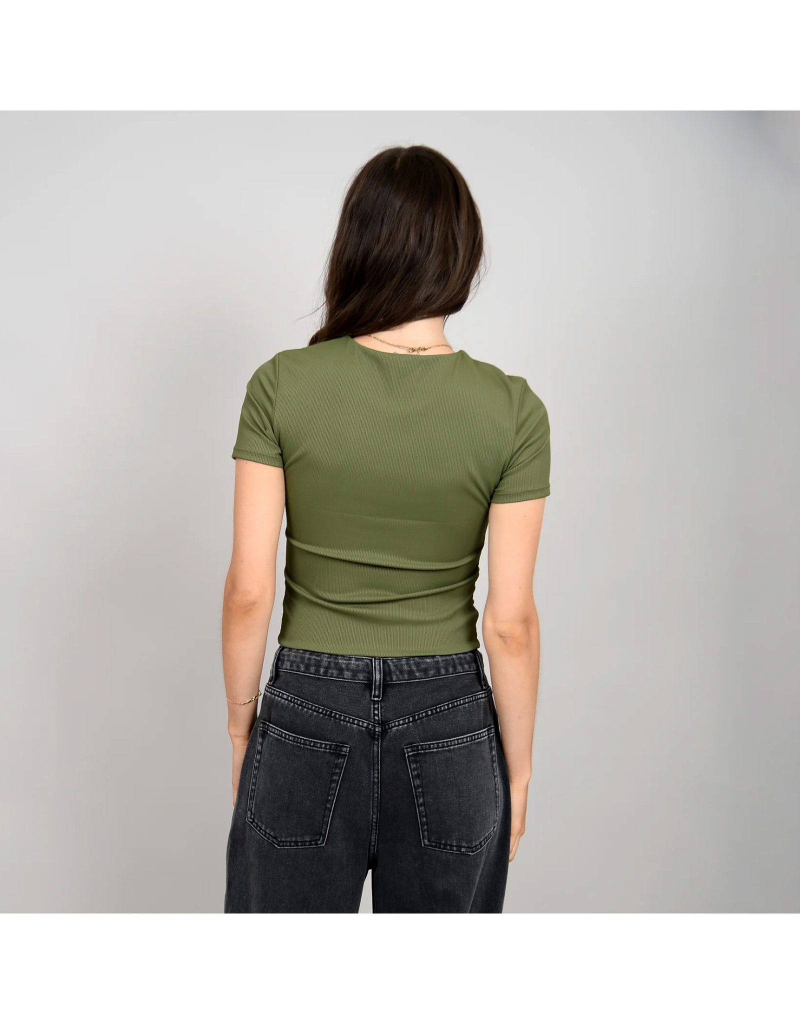 RD Style RD Style - Roxi Rib Short Sleeve Round Neck Tee (Dried Herb)